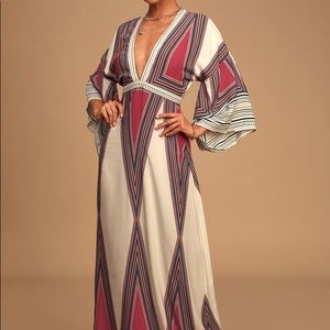 NWT Lulu’s Exclusive Montecito Cream Print Maxi Dress (S)